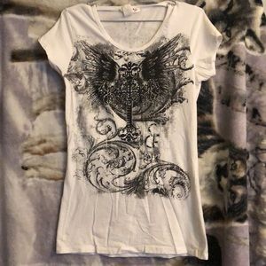 Liberty Wear Womans Large White/Black Tee NWOT